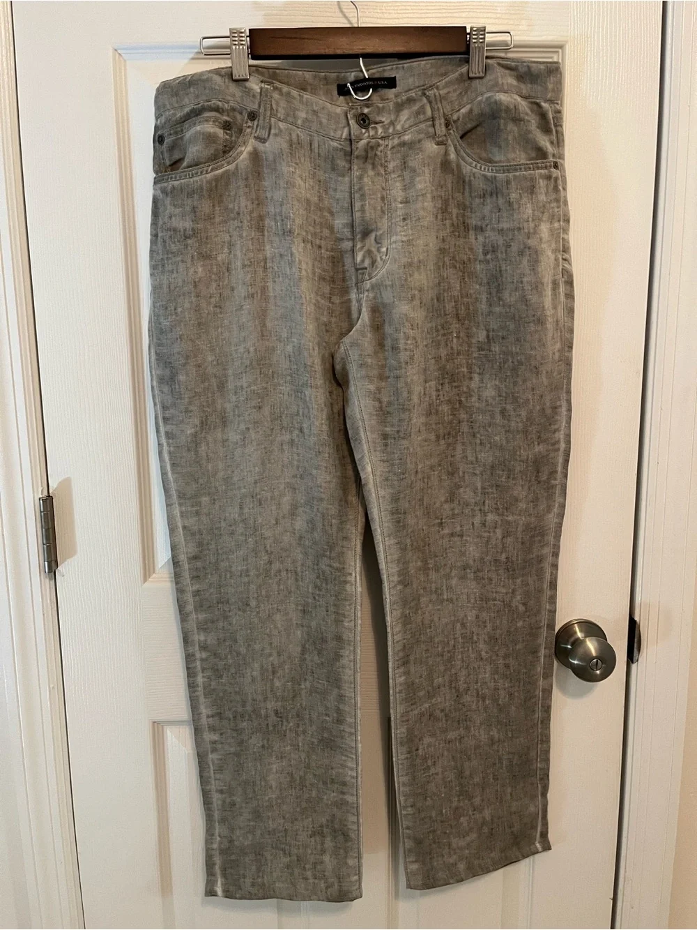 John Varvatos USA Gray Linen Classic Straight Pants Men’s 34 Coastal Luxury NWOT